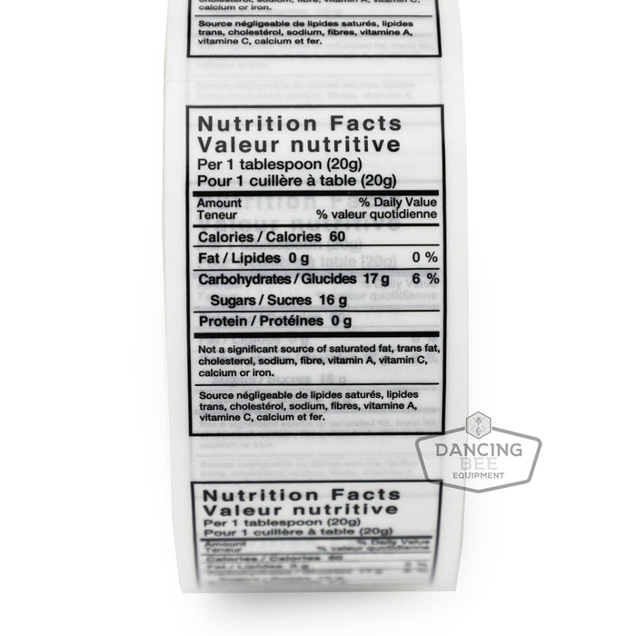 Honey Nutritional Labels | Roll of 250